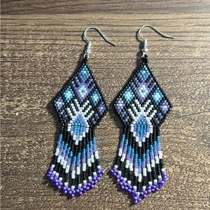 Beaded earrings with fringe